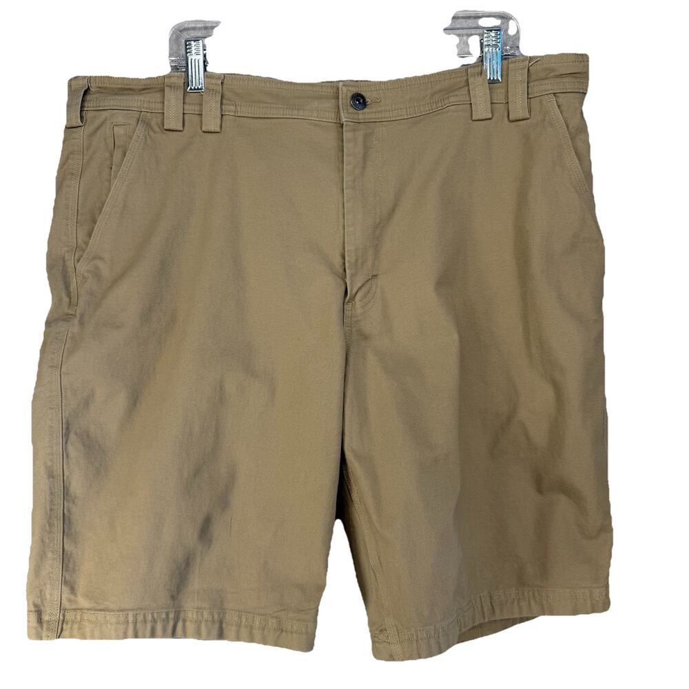 Duluth Trading Co Flex Fire Hose Relaxed Fit Tan Cargo Work Shorts Mens 42
